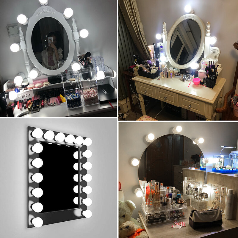 CanLing-Podświetlenie LED na lustro do makijażu, zestaw 6 10 14 żarówek 12V, jak w Hollywood, ze stopniowym przyciemnieniem, na toaletkę