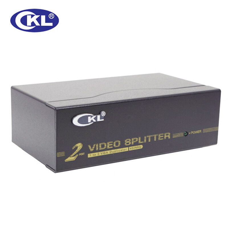 CKL-102A 2 Port VGA Splitter Logam kasus 1 dalam 2 1*2 450 MHZ