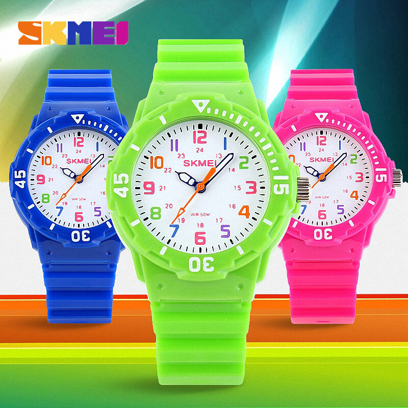 Skmei-子供用クォーツ時計、防水、日付と時間表示付き、男の子と女の子用、ファッション、50m