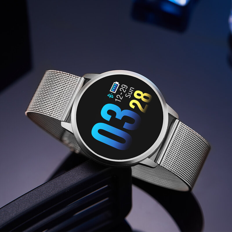 NEWWEAR Q8 smart watch kolorowy ekran OLED inteligentny zegarek mężczyźni moda Fitness Tracker tętna