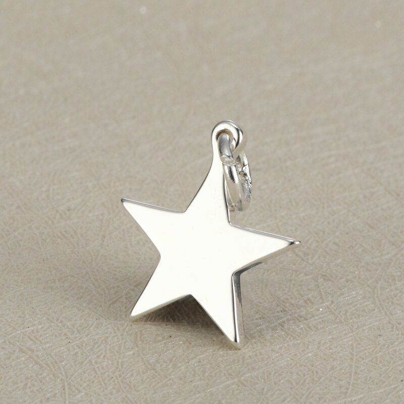 Etiqueta de estrella personalizada de 15mm, abalorio de acero inoxidable, abalorio personalizado, grabado láser con su propio logotipo