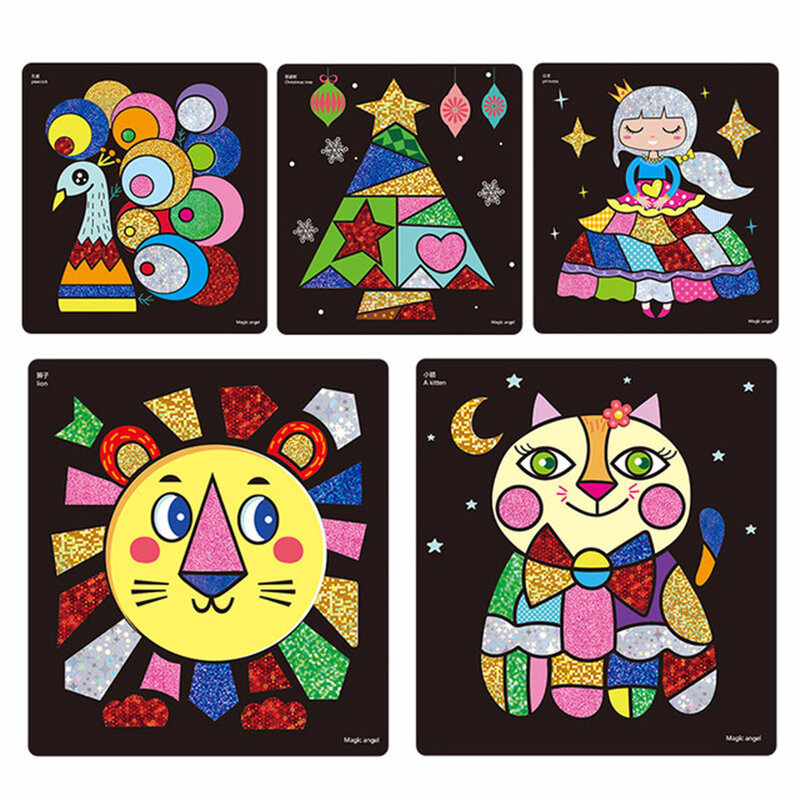 Girls DIY Stiker Sihir Shimmer Langit Berbintang Warna-warni Starry Glitter Transfer Stiker Mainan untuk Anak-anak TK Seni Kerajinan Puzzle