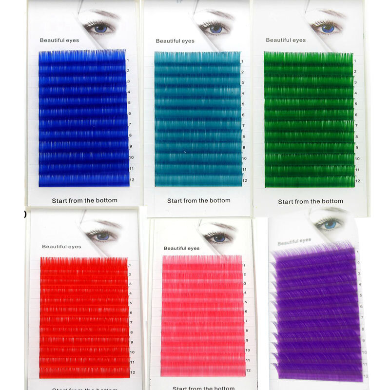 HBZGTLAD-Cílios postiços multicoloridos, C/D, 0.07/0.1mm, 8/15mm, cílios individuais, extensões de cílios volumosos