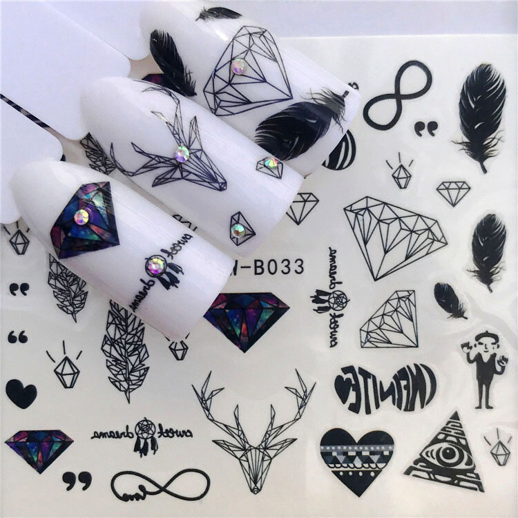 Nail art stickers Water transfer printing Fingernail decoration Black Manicure Design Fashion DIY Applique Dandelion