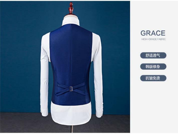 2019 Terno Slim Suit Kasual Blazer untuk Pria Pesta Bisnis Kualitas Baik Cocok untuk Pria (Jaket + rompi + Celana) trajes De