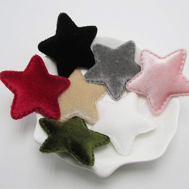50pcs/lot DIY Sewing Flannelette Stars padded applique Crafts for headwear bag shoe garment accessories Decoration