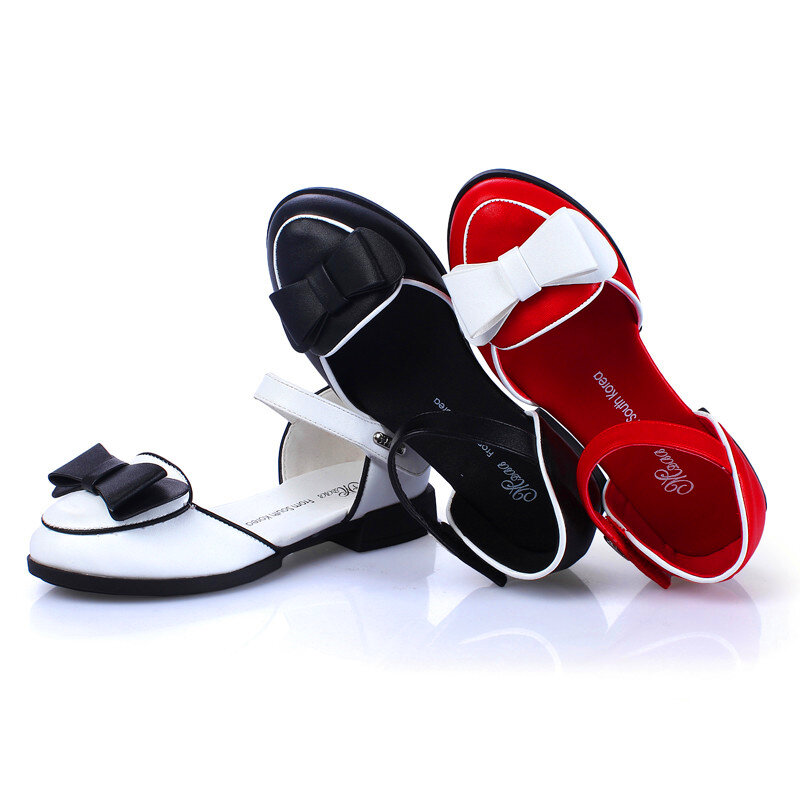 Spring autumn kids princess shoes black low heel simple and elegant red shoes for girls, school shoes white, moccasins for kids
