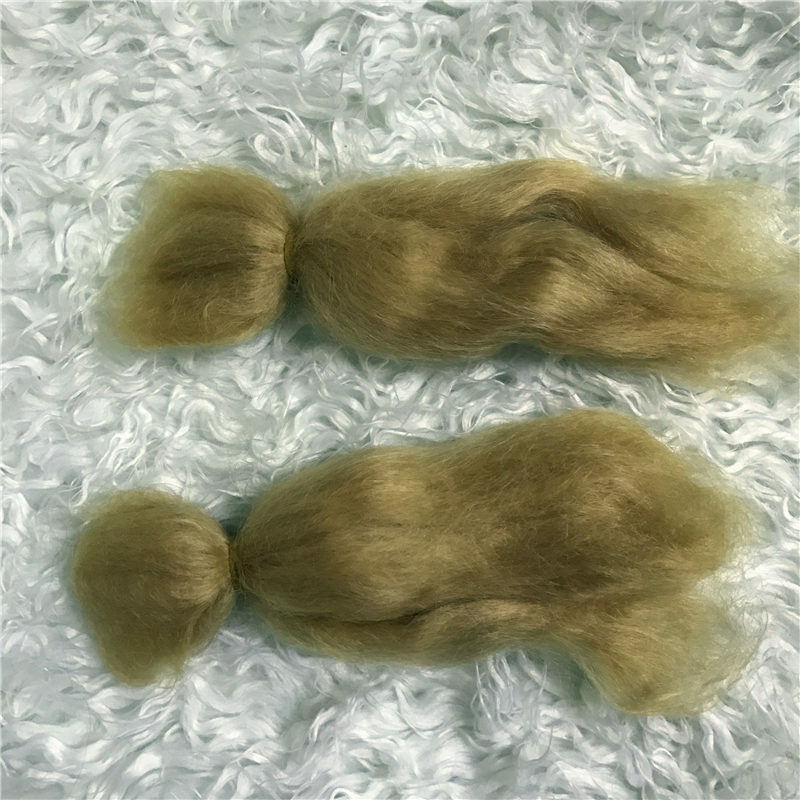 Perruque de poupée Reborn en Mohair 100% Pure, cheveux de couleur marron foncé/or, facile à laver et à racine, pour bricolage