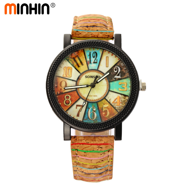 MINHIN osobowość kobiety moda zegarki kwarcowe wzór skórzany pasek regulowana bransoletka na rękę zegarek Reloj Mujer prezent