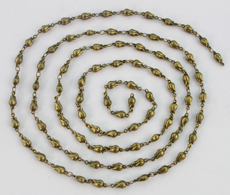 2 Meters of Antiqued bronze rose link handmade chain #22905