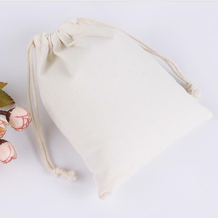 New 10x14.5, 13x16, 15x20, 24x31cm Drawstring Bleach White Canvas Bags Cotton Linen Bag Storage Packaging Bag Gift Bag