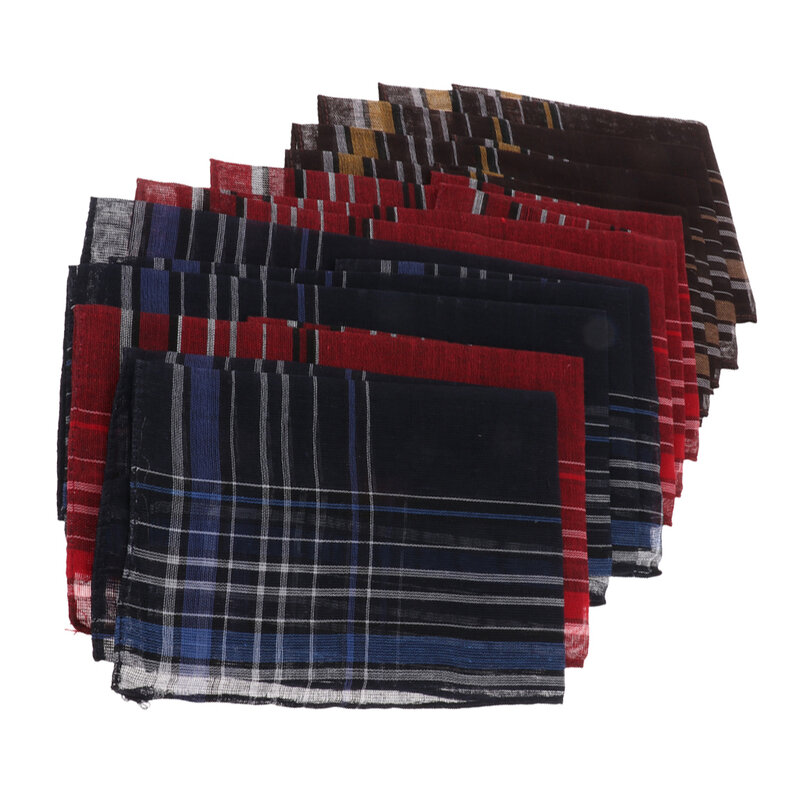 Pañuelos con patrón de cuadros para hombres, paquete de 12 piezas, toalla de bolsillo cuadrada suave