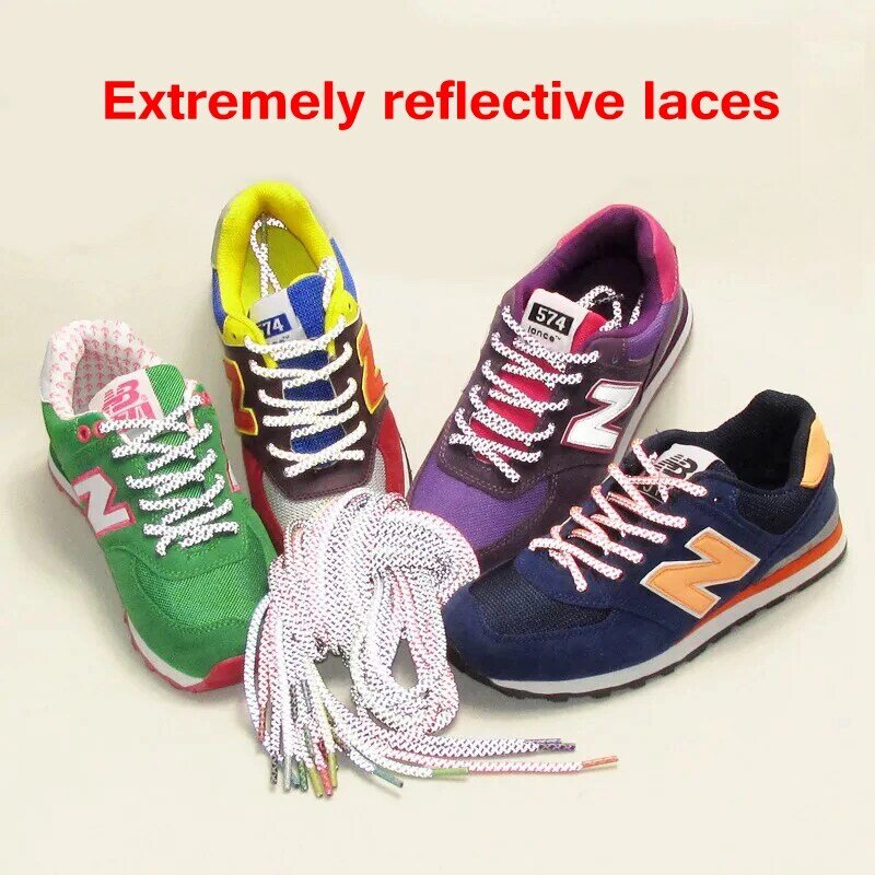1 paire de lacets réfléchissants de 3M pour baskets, lacets de chaussures de sécurité, lacets ronds pour chaussures, cordes 100/120/140/160cm