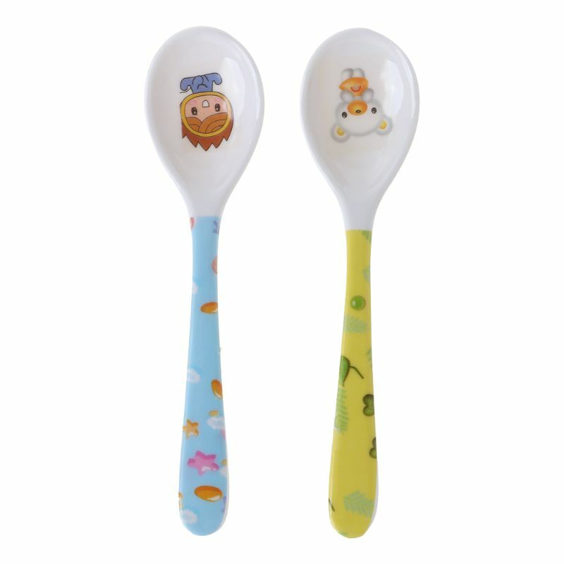 Baby Spoon Straight Head Feeding Training Cutlery Dishes Tableware Infant Children Kids Safe Feeder Learning Supplies