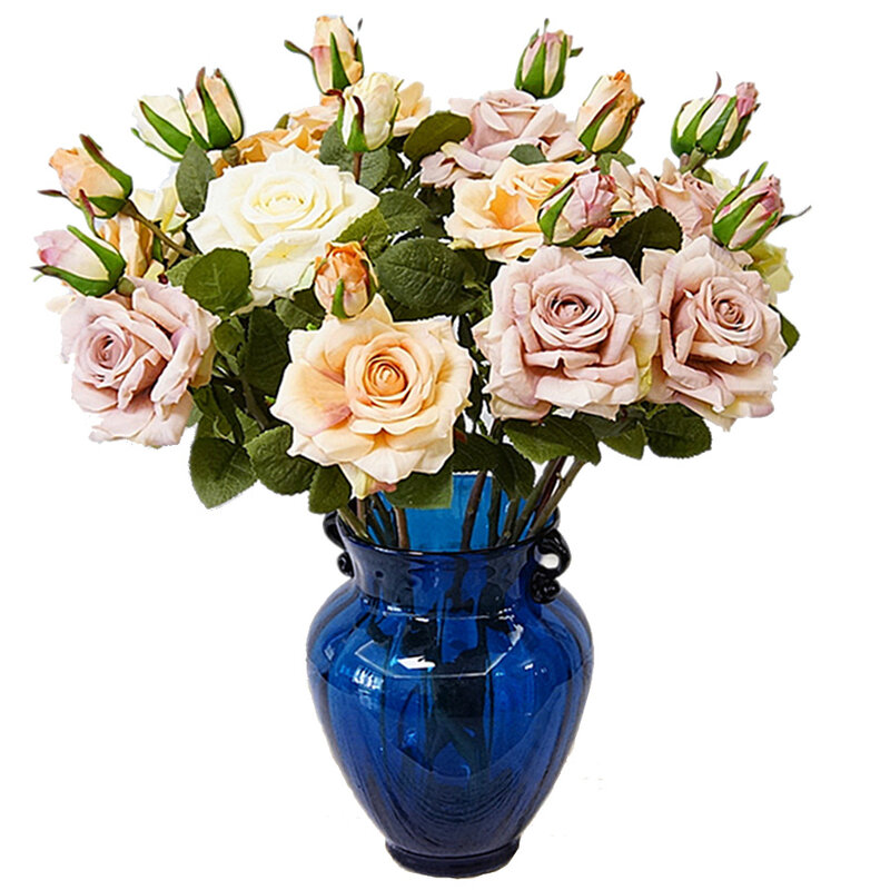 Искусственные белые розы, большие искусственные цветы для домашнего декора, винтажные свадебные украшения, Роза из искусственного шелка