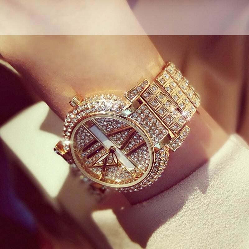 Relojes de lujo con diamantes para mujer, pulsera de acero inoxidable, diseño de cuarzo, 2019
