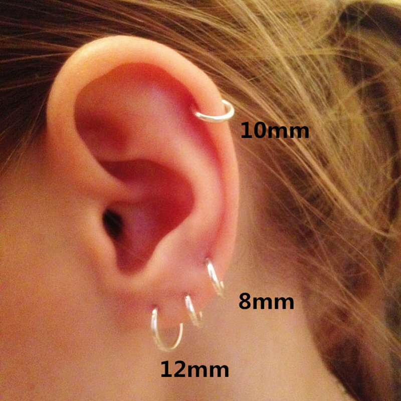 여성을 위한 패션 925 스털링 실버 귀걸이 미니 작은 후프 귀걸이, 귀 뼈 버클 라운드 원형 귀걸이 8mm-20mm aretes