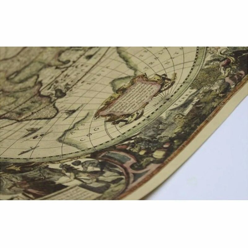 1 Pc of Classic Retro Kraft-Paper Sailing Voyage Nautical-Chart World Map for School and Office