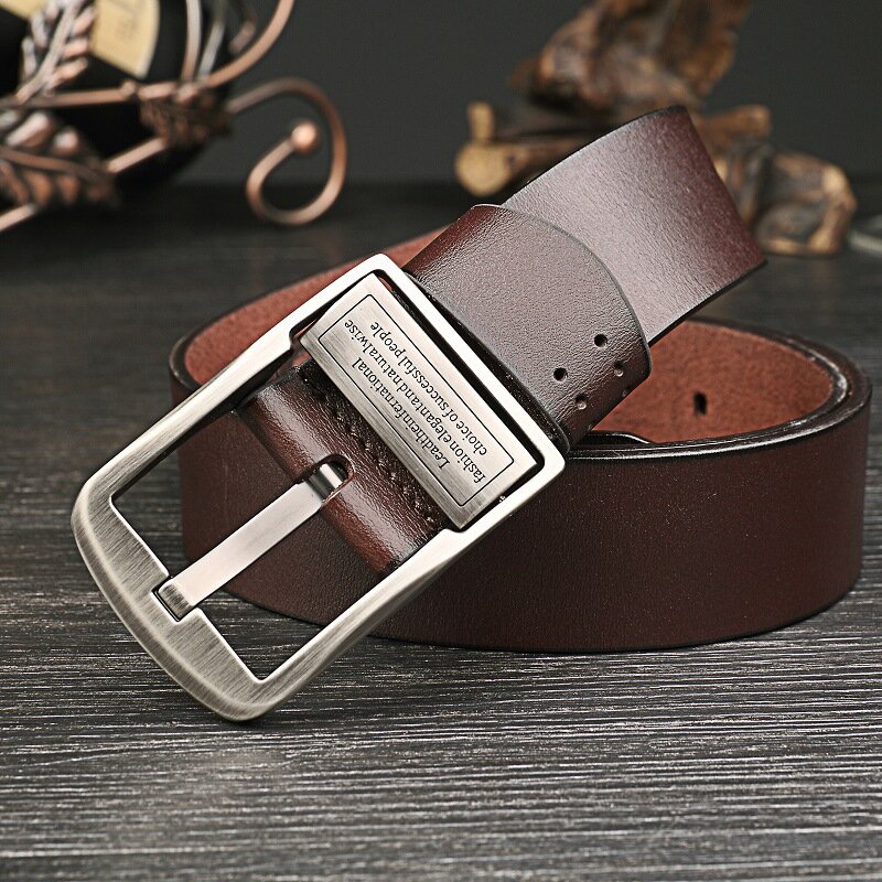 DINISITON-Cinturón de cuero genuino para hombre, cinturones de diseñador, hebilla de Pin de piel de vaca de alta calidad, regalo Vintage