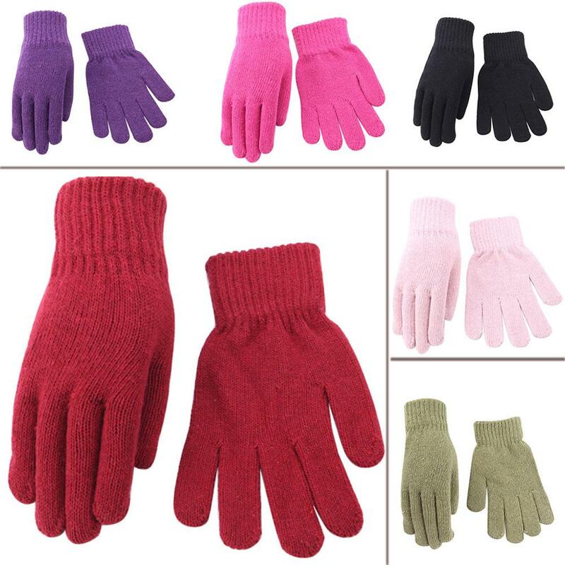 BVH3 Winter Thickened Gloves Knitted Pure Color Warm Fingers Gloves high quality soft gloves women
