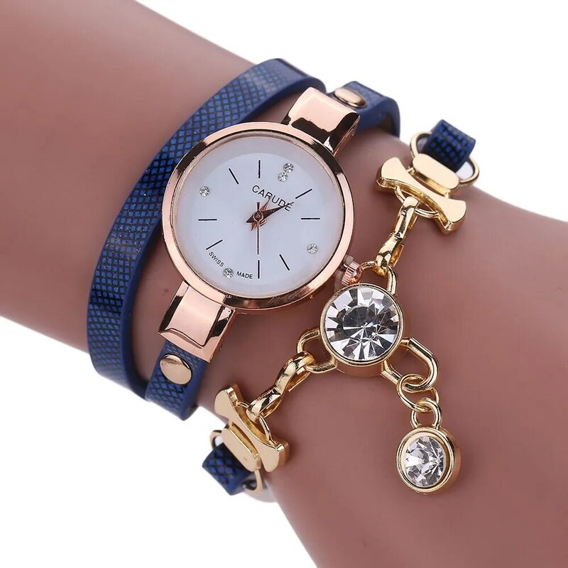 Rhinestone pendant Fashion Ladies Watches Women Luxury  Leather Wrist For Women Bracelet Vintage Clock Watch Christmas Gif 999
