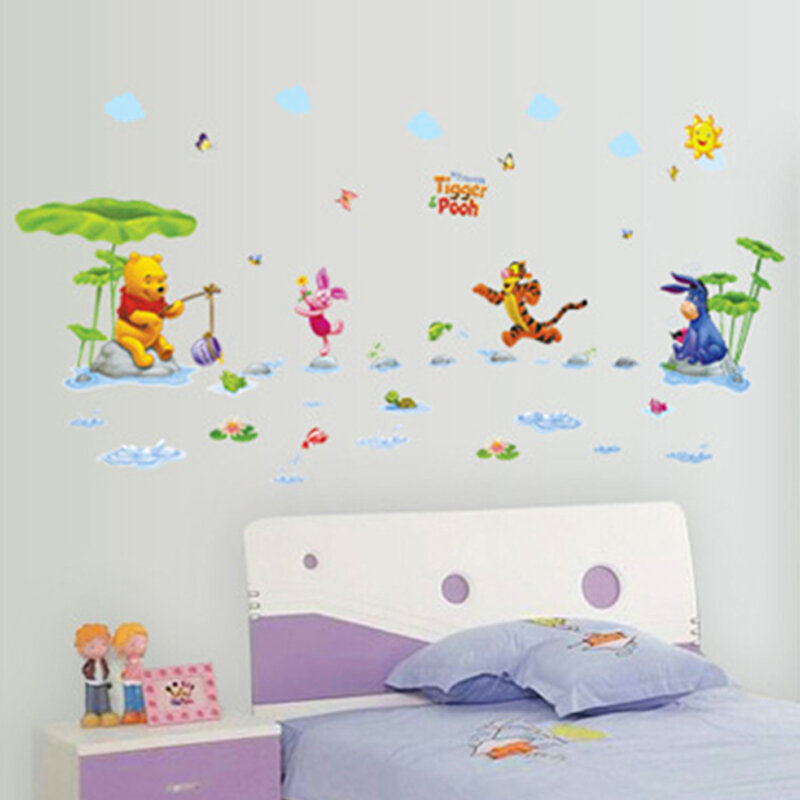 สัตว์การ์ตูนWinnie Pooh HOME Decalsห้องนอนสติ๊กเกอร์ติดผนังสำหรับห้องพักเด็กกำแพงDecalsเนอสเซอรี่Partyของขวัญโปสเตอร์