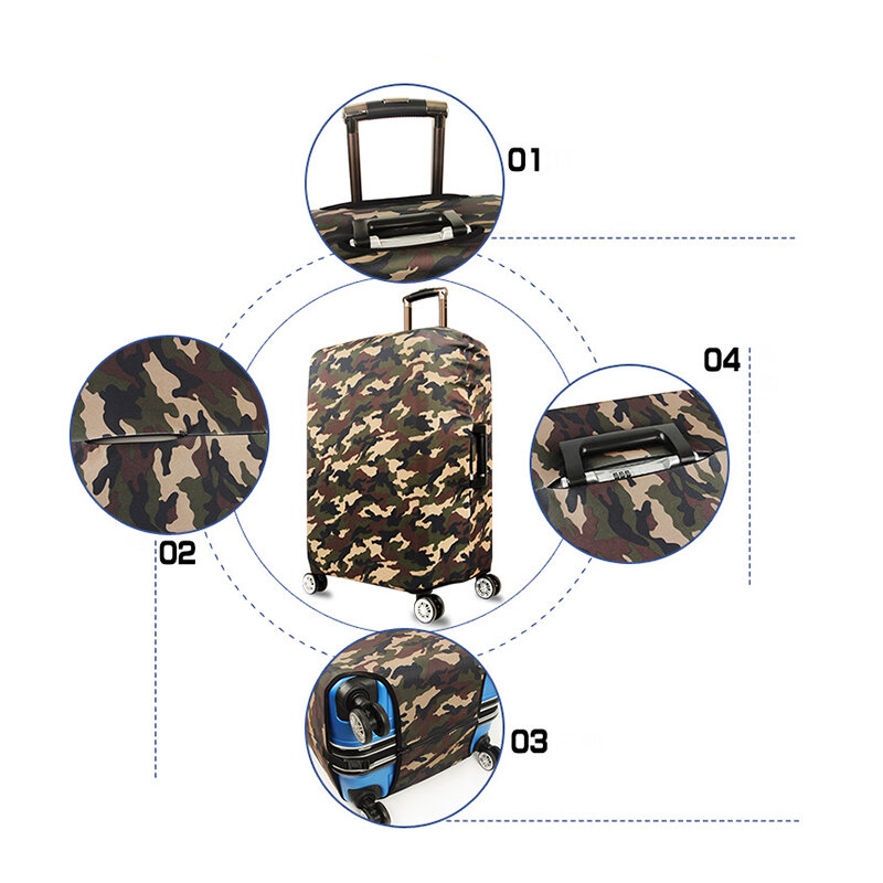 汎用カモフラージュ弾性ラゲッジカバー防水スーツケースプロテクターケーストラベルアクセサリーラゲッジダストカバー18-32に適用