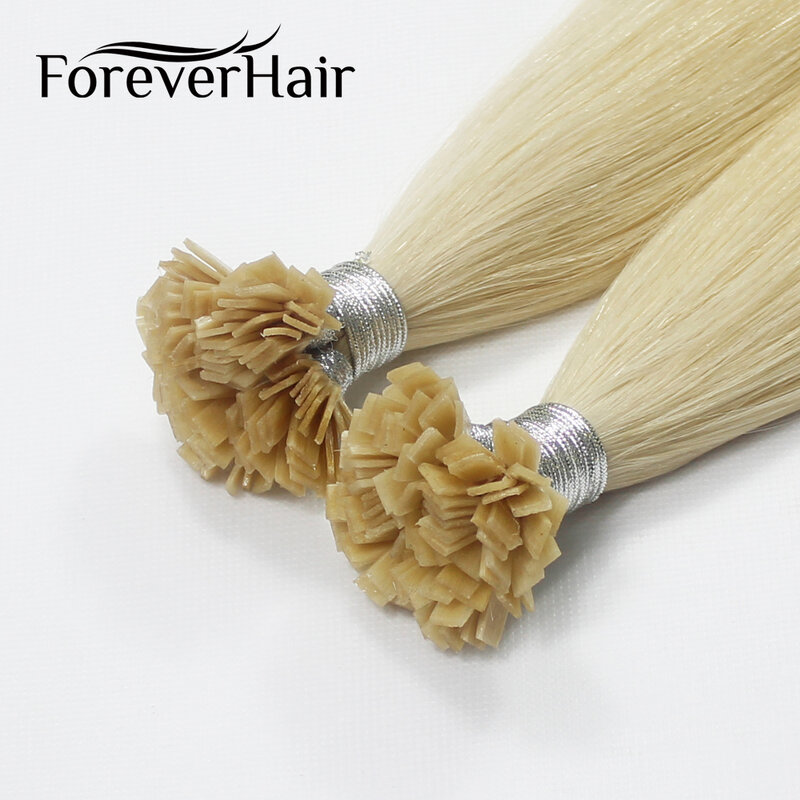FOREVER HAIR-extensiones de cabello de punta plana, 1 g/h, 16 ", 18", 20 ", 100% Remy, cabello de fusión de queratina, 50g/pac