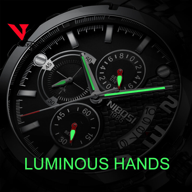 Relogios NIBOSI Luxury Brand/Sport/Military Watch Men Waterproof/Watches 2018 Chronograph Wrist Watches Stainless Steel Sport
