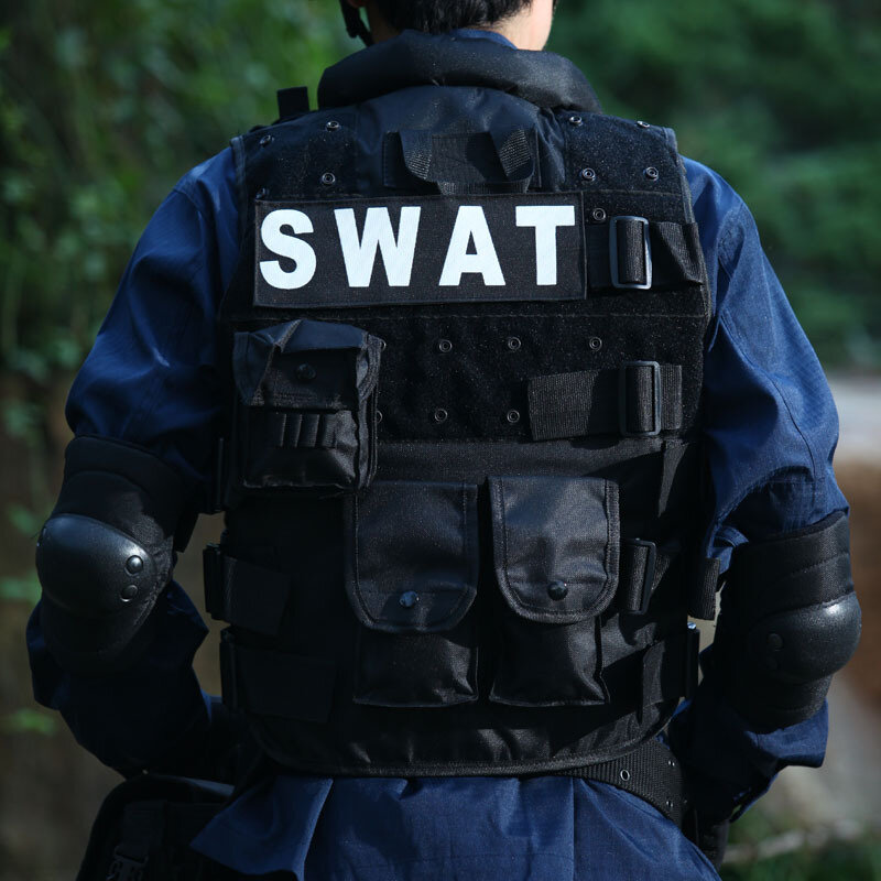 Chaleco táctico militar SWAT Unisex, chaleco de policía negro de alta calidad CS Paintball Molle, chaleco de combate protector, equipo de policía AK1
