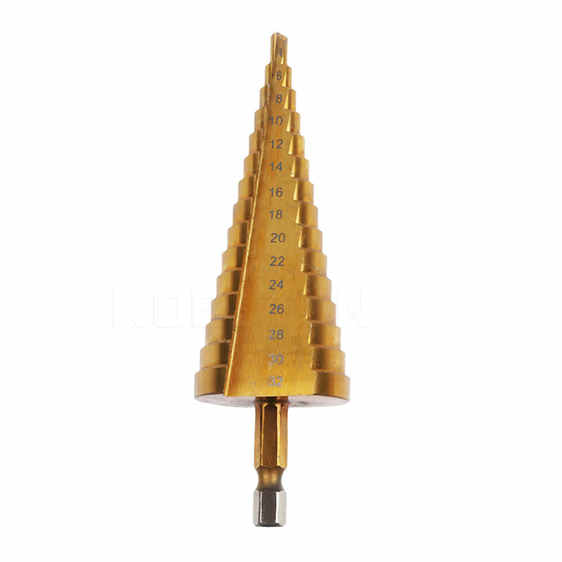 4-32 mm 4-20 HSS Titanium Coated Step Drill Bit for Metal High Speed Steel Wood Drilling Power Tools Hole Cutter Step Cone Drill
