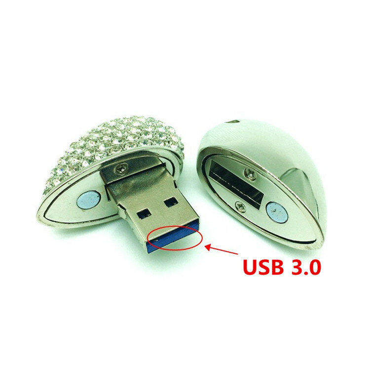 Tốc Độ Cao 6 Màu Kim Loại Trái Tim Pendrive 4GB 8GB 16GB 32GB Kim Cương Trái Tim USB 3.0 Flash Ổ Thẻ Nhớ Kèm Xinh Xắn Tặng Hộp