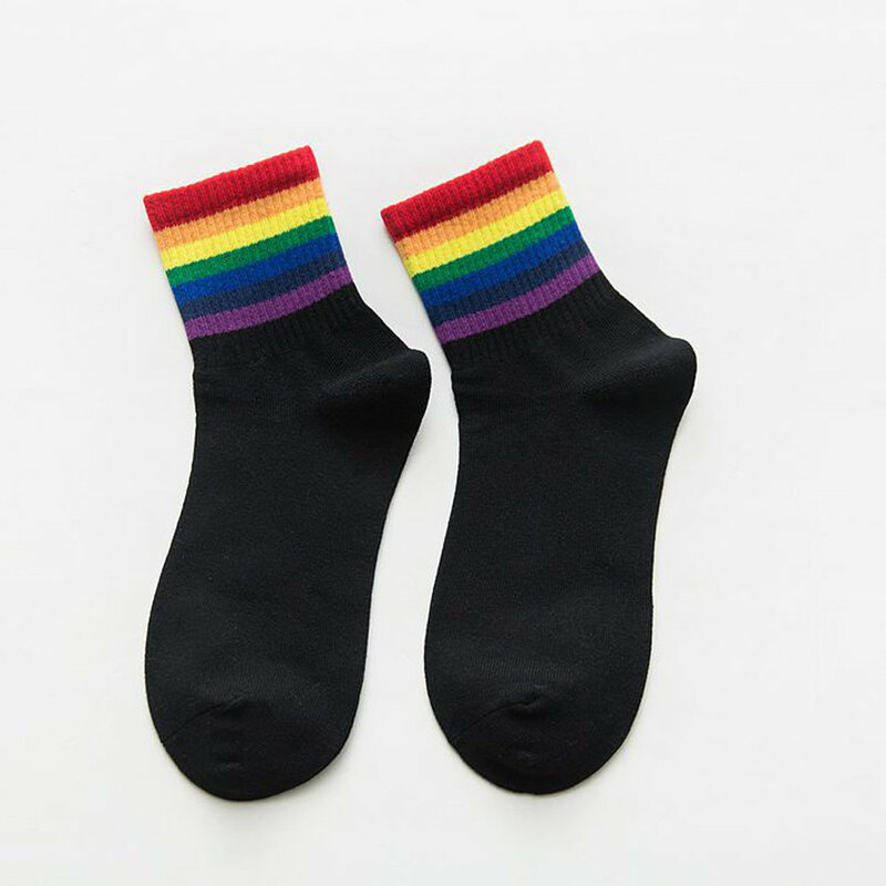 Socks for Men Women Leg Autumn Winter New Unisex Cotton Rainbow Striped Socks Xmas Fashion Warm Chrismas c0510