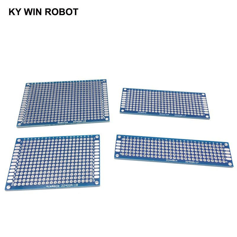 파란색 양면 구리 프로토 타입 PCB 범용 보드, 2x8, 3x7, 4x6, 5x7 cm, 4 개