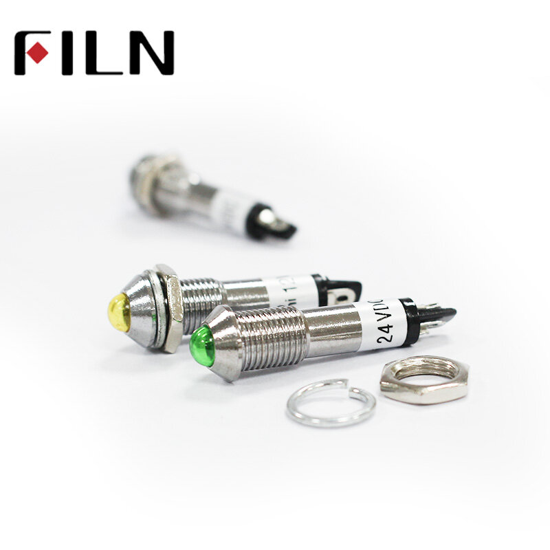 Filn 8mm حفرة 12 v 24 v 220 v البسيطة LED مصباح إرشاد مصباح