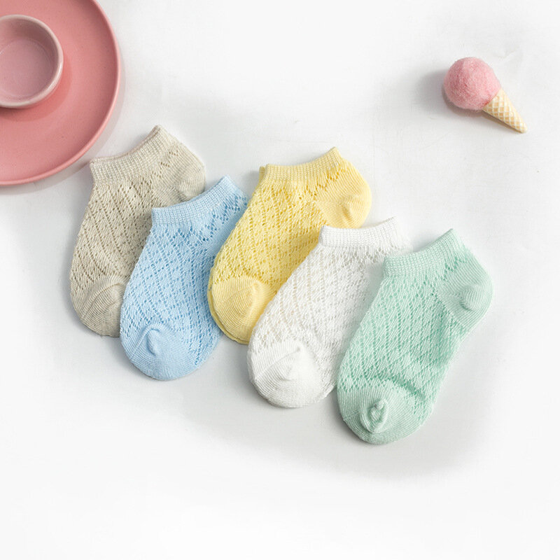 5 пар/компл. тонкие детские носки для весны и лета; От 0 до 5 лет дышащие хлопковые носки для мальчиков и девочек, KF552