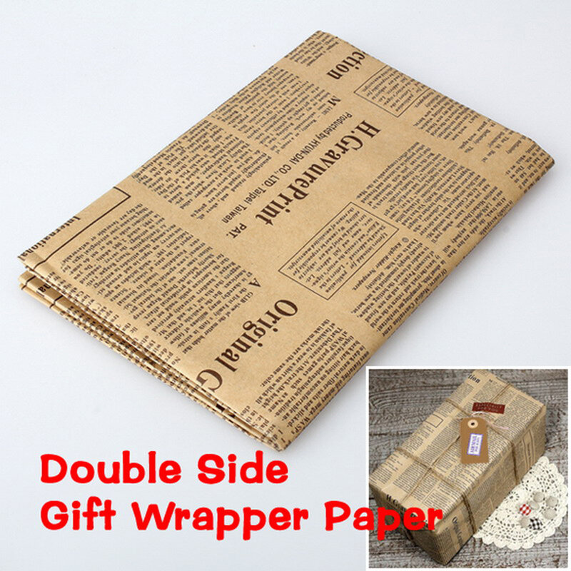 Envoltura Artware, paquete de embalaje de papel Vintage para regalo de periódico, Kraft de Navidad