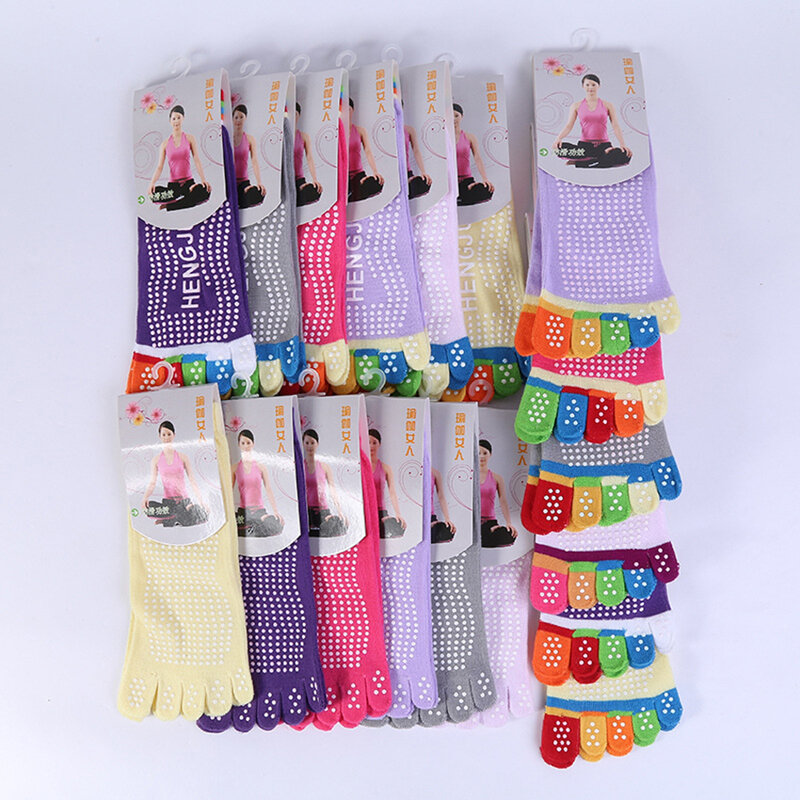Pointouch Socks Women 100% Cotton Sport Socks Pink Bottom Skidproof Non-slip Toe Five Fingers Toe Girls Socks Breathable