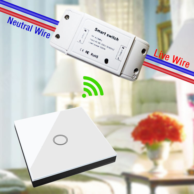 Wireless remote control switch lamp free stickers 250V single open ceiling wall panel free wiring can pass through the wall