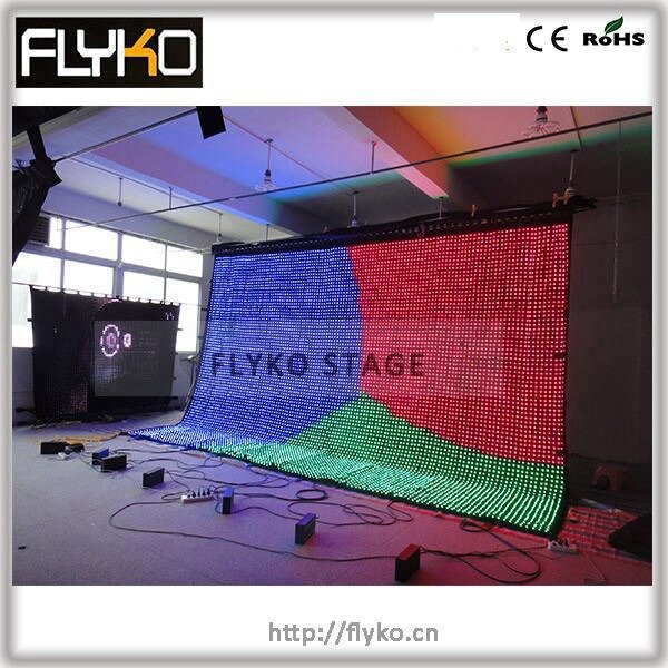 4m high x 6m width P5 led led moving video display 3in1 lights flexible video curtain wall for party wedding