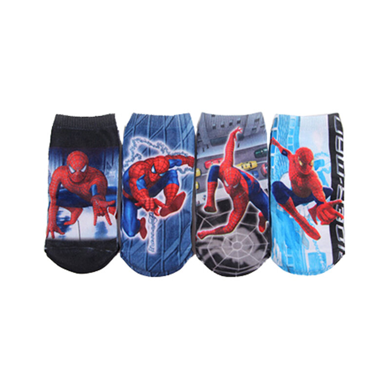 1 pièces Super héros bande dessinée enfants chaussettes garçons coton chaussettes 2-8 T enfant Superman SpiderMan chaussettes hommes Captain America dessin animé bateau chaussettes