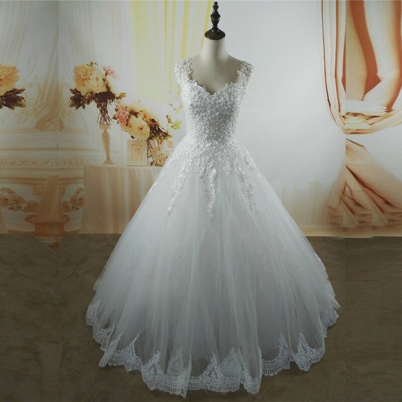 Branco Marfim Pérolas Vestidos De Noiva Com Fundo De Renda, Vestido De Noiva, Plus Size 2-26W, ZJ9076-C 2023