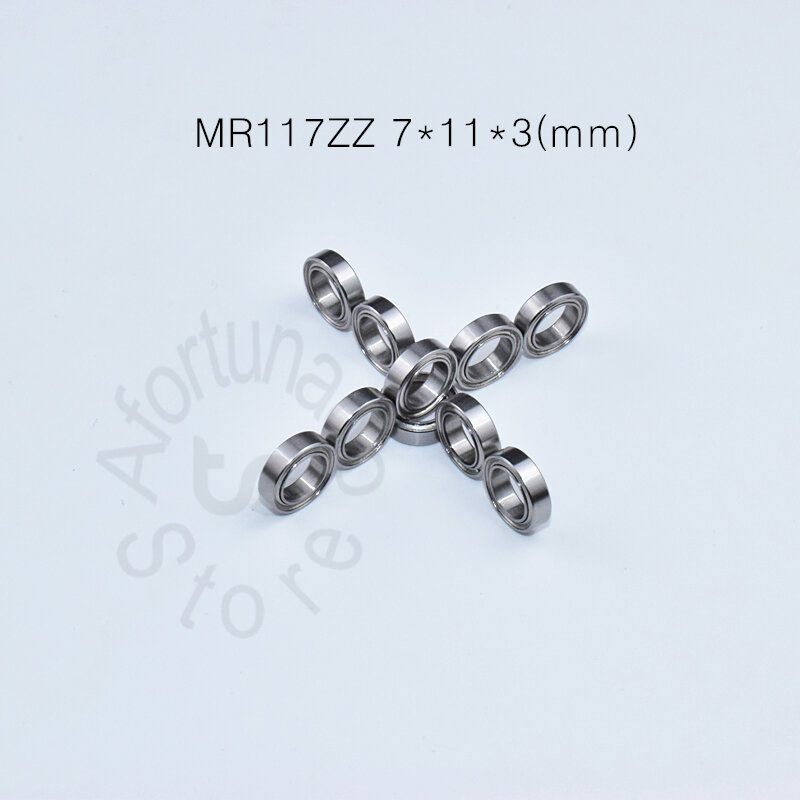 Rolamento em miniatura para equipamentos mecânicos de alta velocidade, aço cromado e metal selado, frete grátis, MR117ZZ, 10 peças, 7*11*3mm, MR117ZZ