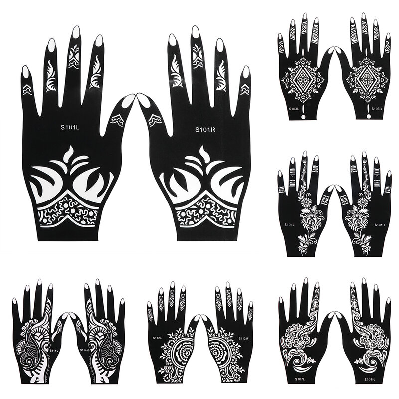 Plantilla de Henna profesional para tatuaje de mano temporal, herramienta de boda, arte corporal, flor, 2022