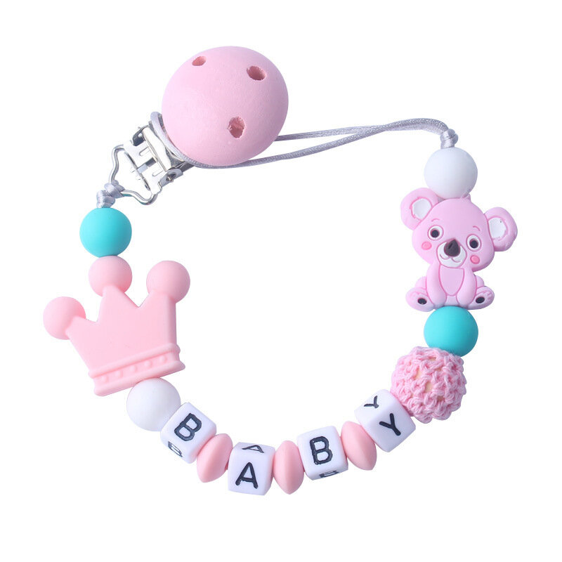 Koala Silikon Baby Schnuller Clip Personalisierte Name Schnuller Kette für Baby Zahnen Halter Schnuller Kauen Spielzeug Dummy Clips