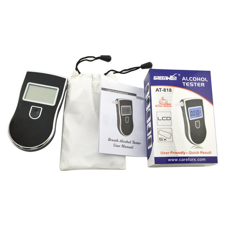 새로운 뜨거운 판매 2019 전문 경찰 디지털 숨 결 알코올 테스터 818 음주 측정기 at818 무료 배송
