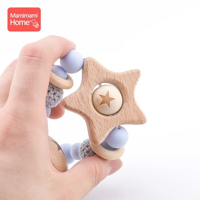 Mamihome 10pc Baby Wooden Animal Teether With Holes Beech Rodent Pacifier Chain Pendant BPA Free Teething Toys Children'S Goods