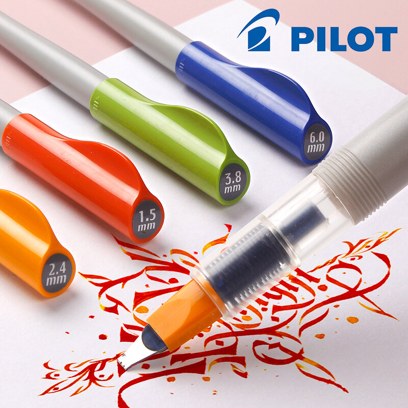 Pilot-bolígrafos paralelos de 1,5/2,4/3,8/6,0mm, plumas estilográficas de pico de pato, plumas de caligrafía, escritura de fuente artística, diseño de animación