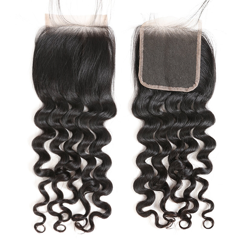 Ali Queen-Brazilian Natural Wave Pacotes de cabelo humano com fechamento, cabelo humano virgem, parte livre, cor frontal, 3 pcs, 4pcs