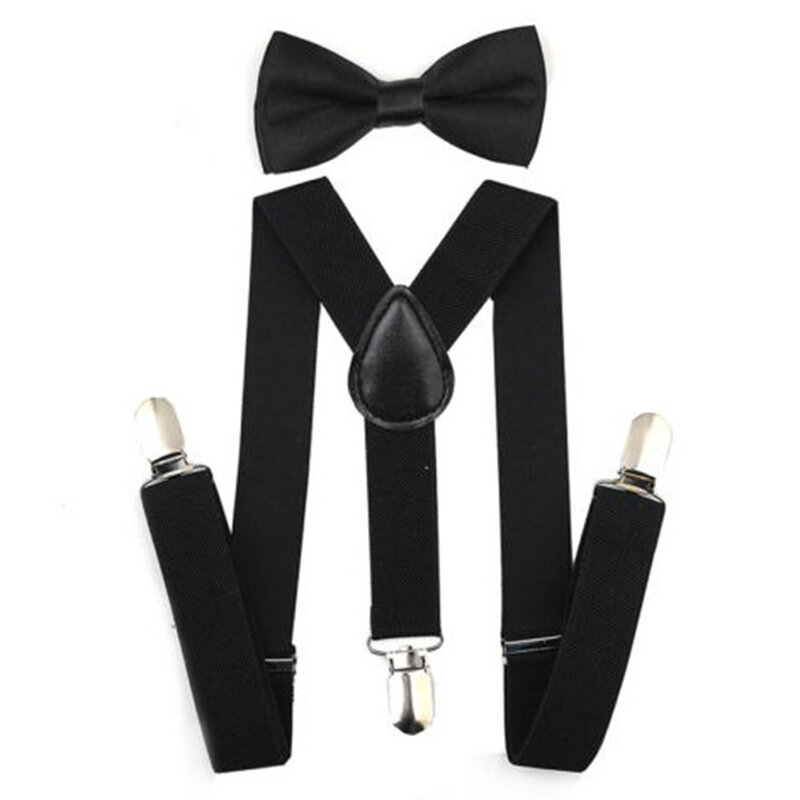 Conjunto de suspensórios e gravata borboleta infantil, conjunto de terno para festa de casamento, camisa para meninos e meninas